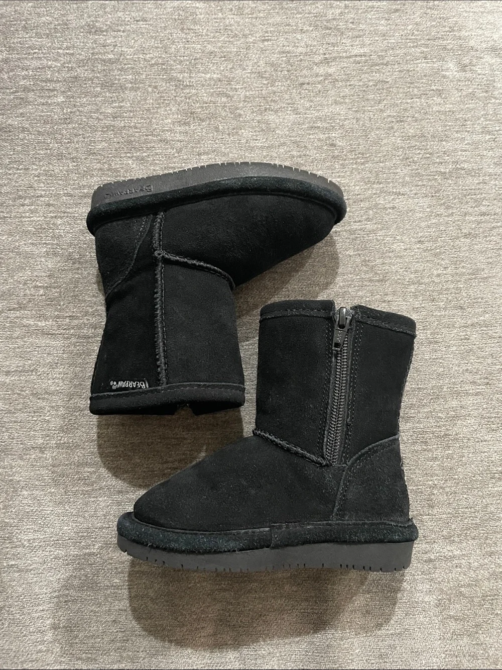 Bearpaw Kids' Emma Toddler Zipper Mid Calf Suede Boots Black Size 7